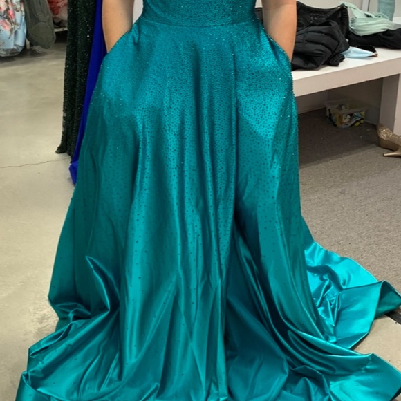 Sherri Hill Beaded Jade Size 10 Prom Dress Style #54856 - Picture 3 of 9